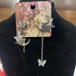 Silver Butterfly and Fairy Earrings